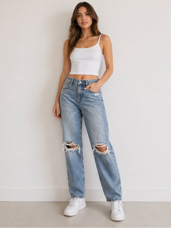 American Eagle Outfitters Denim - American Eagle High Rise Mom Jeans Distressed Light Wash